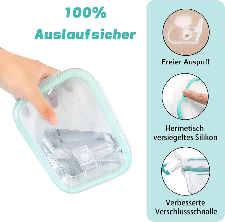 12er Vorratsbehälterset aus Glas, Glas-Frischhaltedosen,Aufbewahrungsbehälter für Küche und Restaura