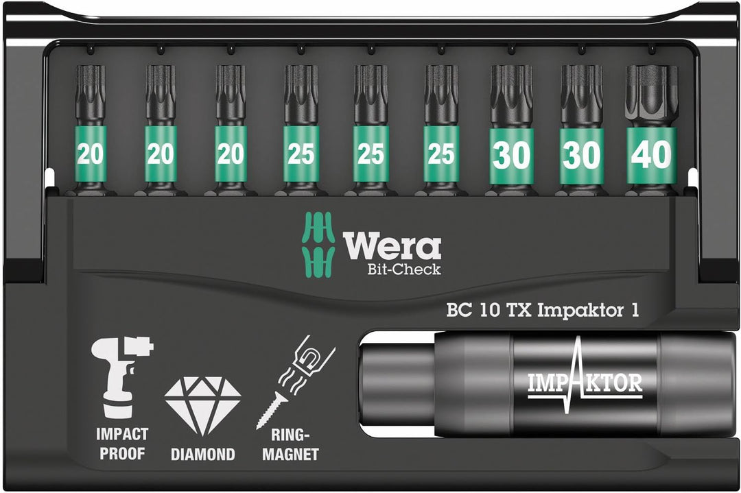 Wera Bit-Sortiment, Bit-Check 10 TX Impaktor 1, 10-teilig, 05057688001 Bit-Check 10 TX Impaktor 1 Si