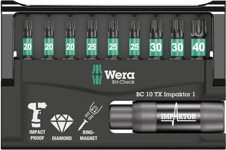 Wera Bit-Sortiment, Bit-Check 10 TX Impaktor 1, 10-teilig, 05057688001 Bit-Check 10 TX Impaktor 1 Si