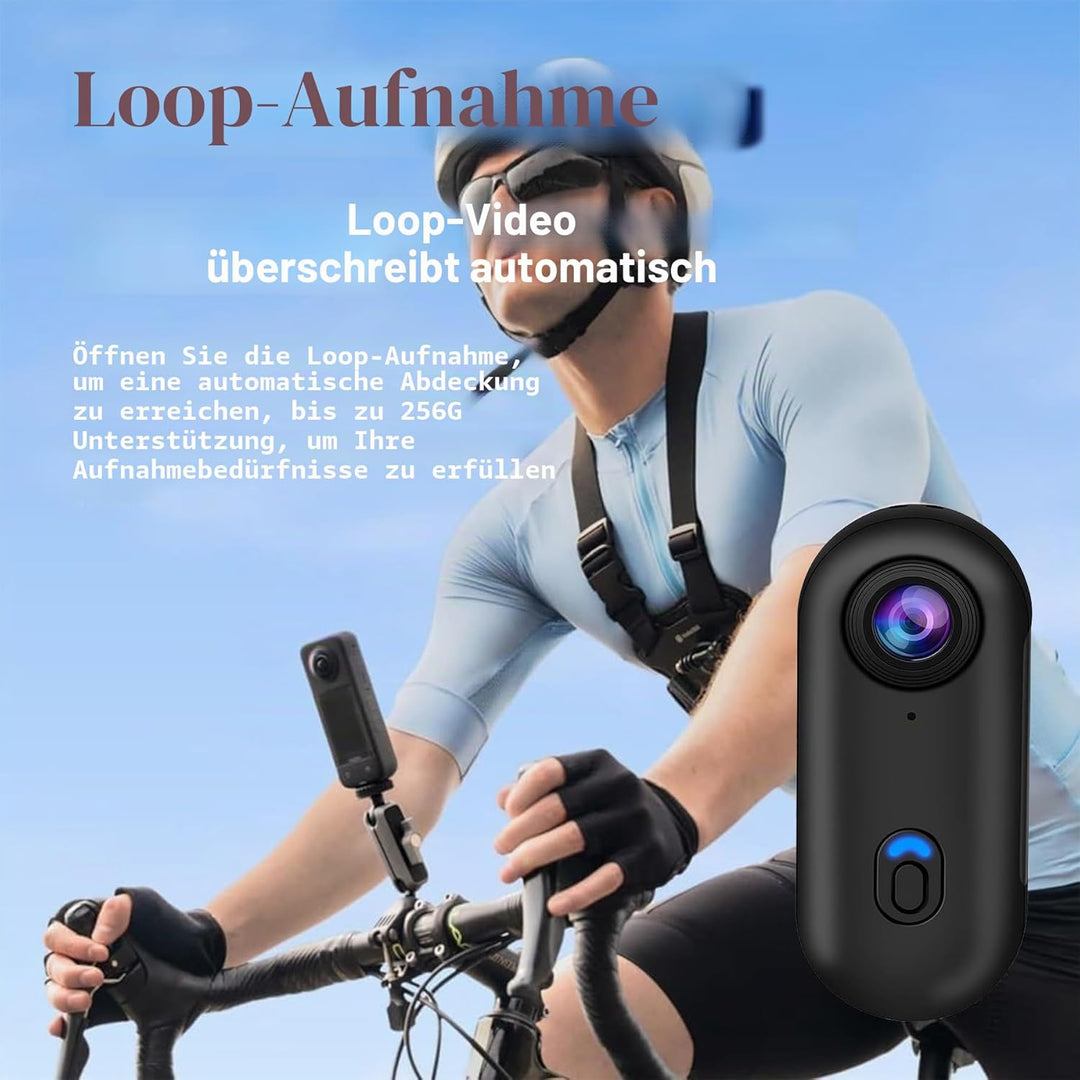 Mini Action Cam 4K,Tragbare Kamera mit 360° Drehbarem Clip und Magnetclip,Wasserdichter 4K-Körperkam