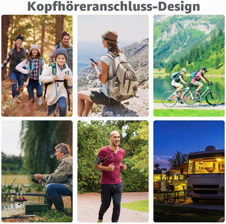 Notfall-Solarradio, Selbstbetriebenes Kurbelradio mit LED-Taschenlampe, SOS-Alarm,AM/FM Wetter Wind