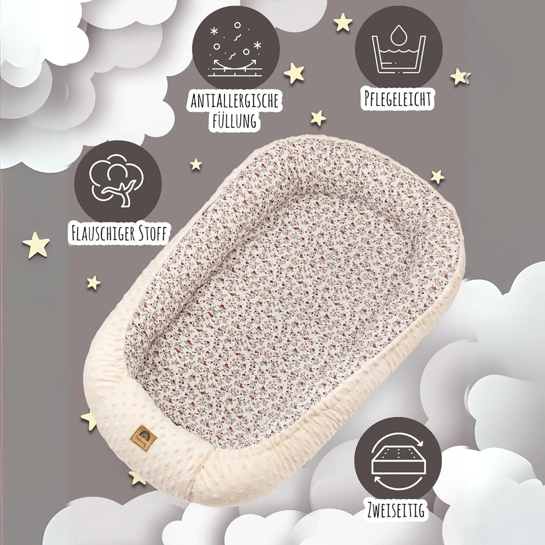 PIMKO Babynest 2 seitig Minky Babynestchen für Baby Kuschelnest Babykokon für Säuglinge und Neugebor