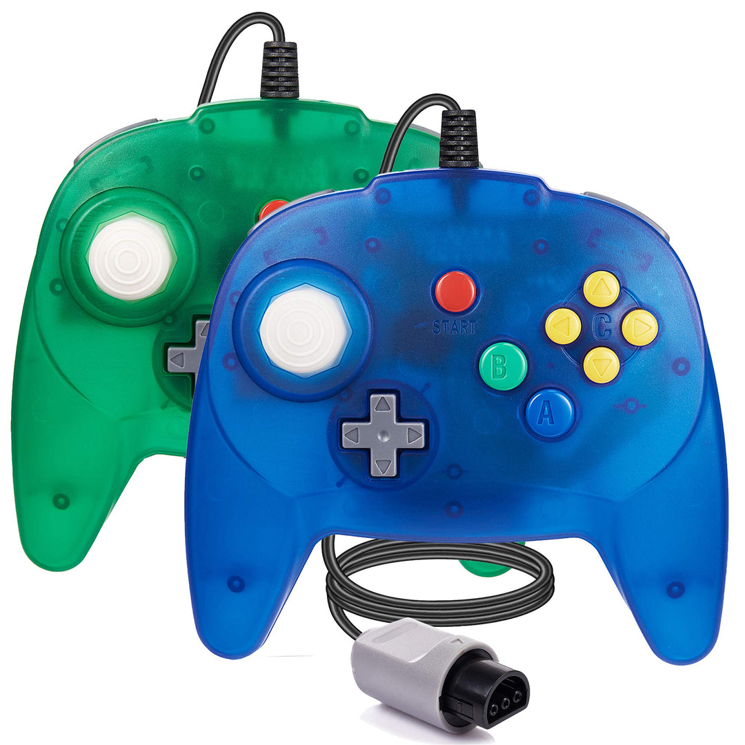 miadore 2 Pack N64 Controller Wired Game Pad Joystick Kompatibel mit N64 Console (klares Blau + klar