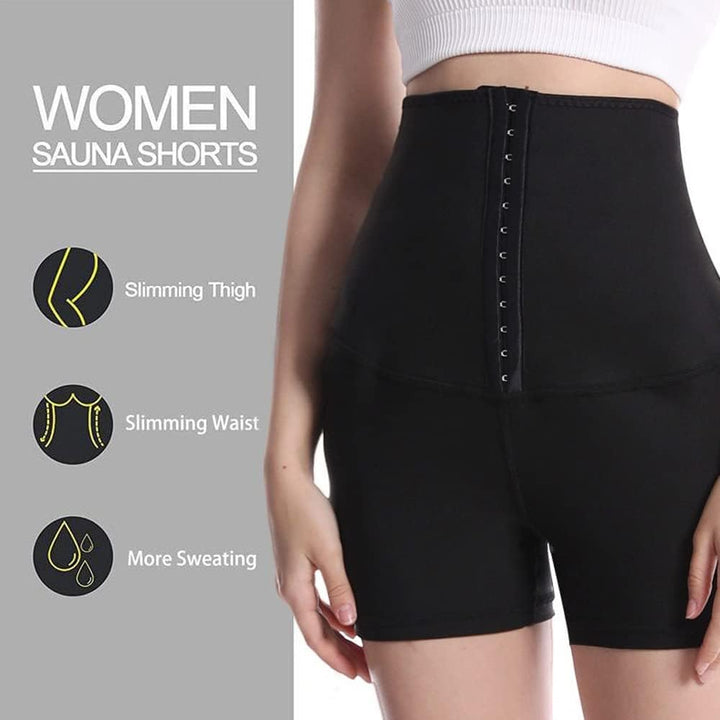 Damen Schwitzhose Zum Kurz Hosen Hohe Taille Sauna Shorts Hot Thermo Sweat Sporthose Verstellbare Sc