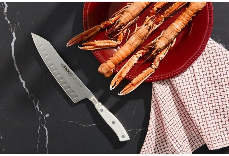Arcos Serie Riviera Blanc - Rocking Santoku Messer - Klinge aus geschmiedetem Nitrum-Edelstahl 180 m