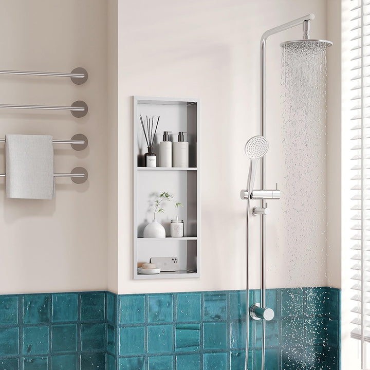 Neodrain Wandnische Dusche Edelstahl Dreifach-Duschnische Wandnische Lagerung für Badezimmer 75x30 c