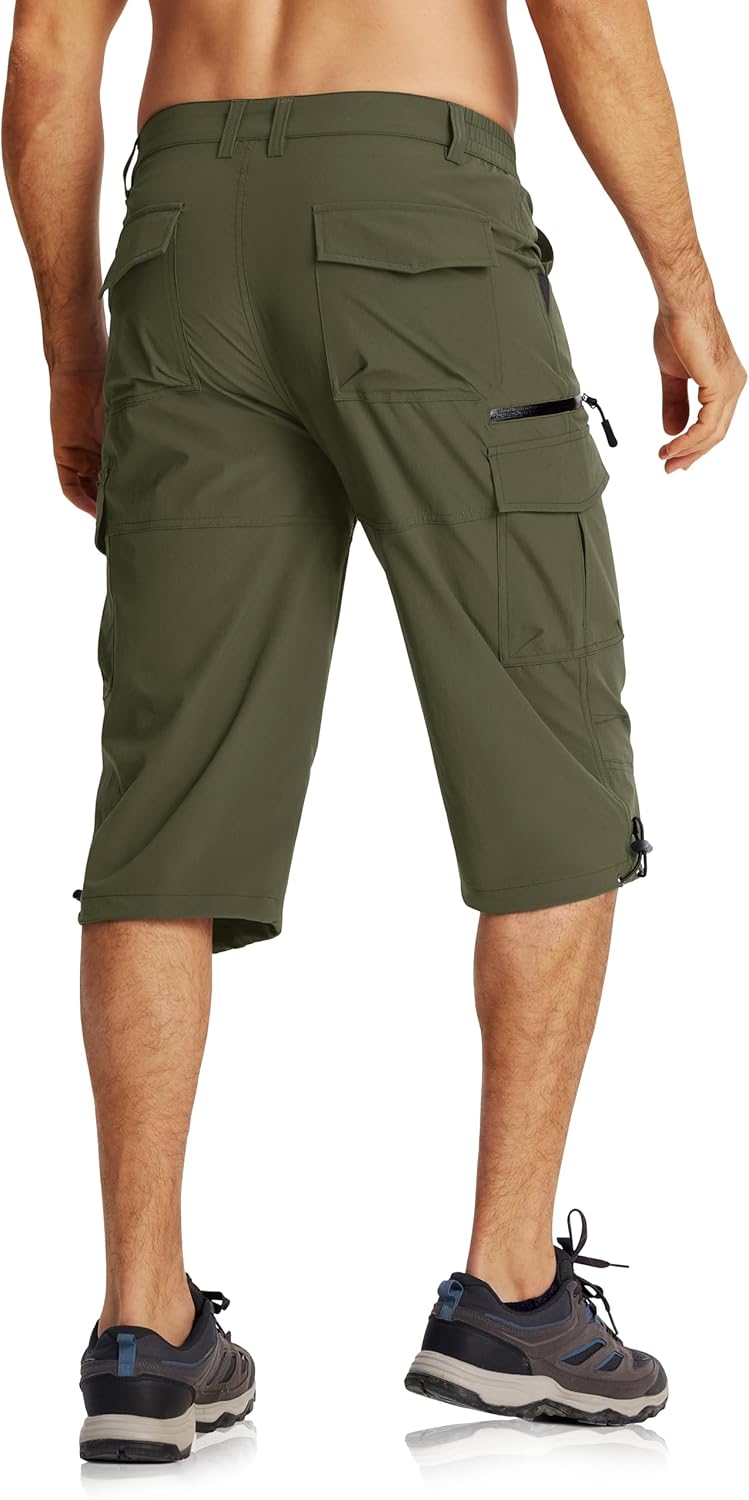 MAGCOMSEN Herren 3/4 Hose Schnelltrocknend Outdoor Shorts mit 7 Taschen Leicht Sommer Caprihose Atmu