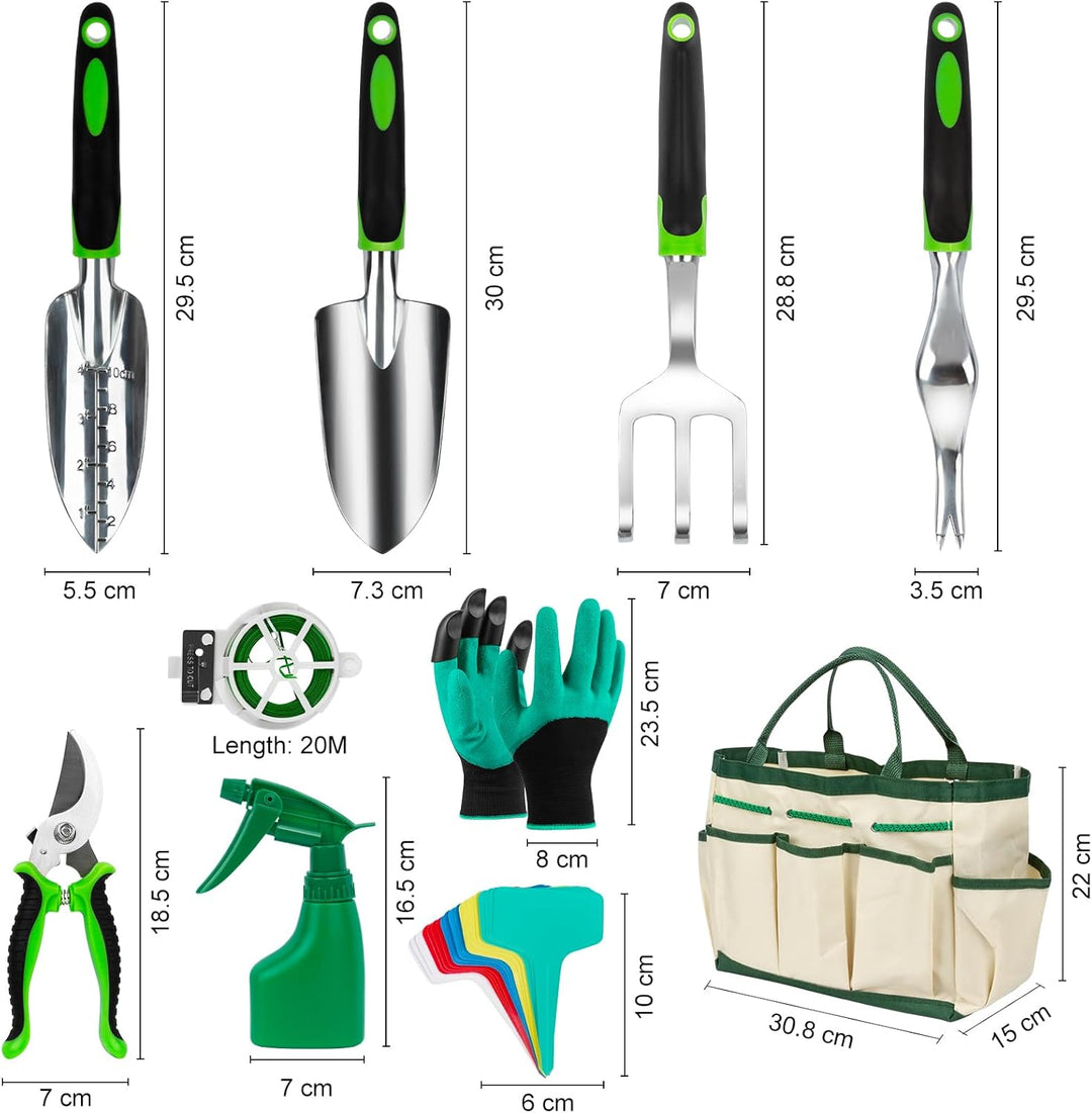 Gartenwerkzeug Set, 10 Stück Schwerlast Edelstahl Gartenarbeit Kit mit Non-Slip Griff Garten Geschen