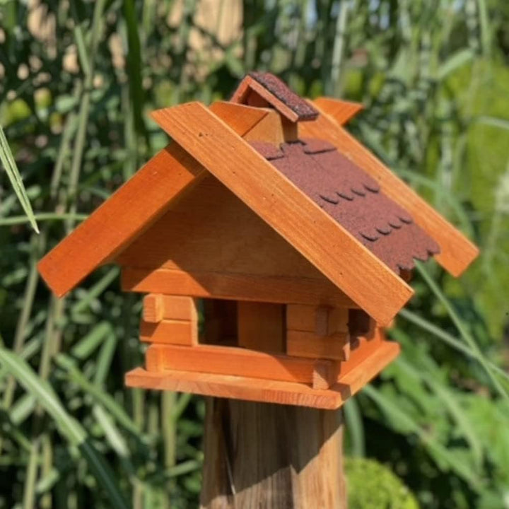 Rechteckiges Vogelhaus M - XL wetterfest aus Holz Vogel Futterstelle Haus mit und ohne Ständer (Grös