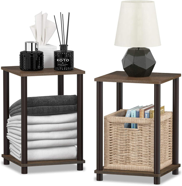 Furinno Haydn Beistelltisch, Holz, Walnuss/Braun, Holz, 34.04 x 34.04 x 50.8 cm Walnuss/Braun 2er Se