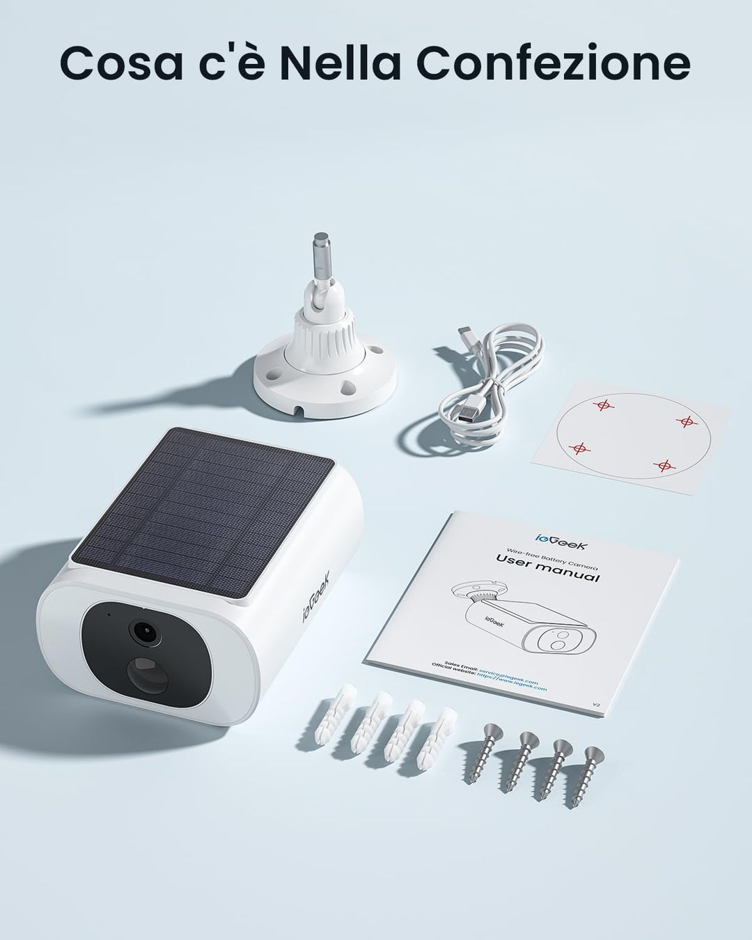ieGeek 2K Kamera Überwachung Aussen, Integrierte Solarpanel Überwachungskamera Aussen Akku, 2.4Ghz W