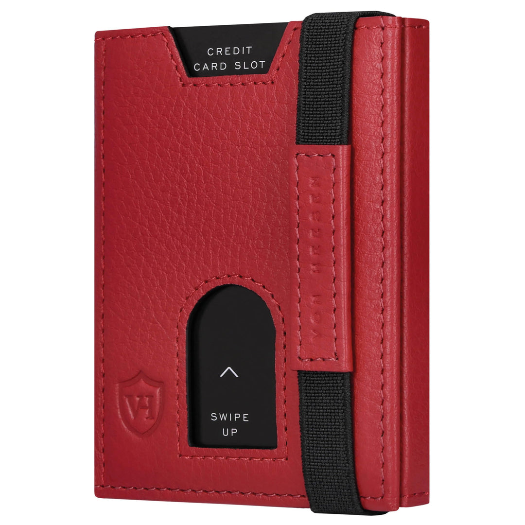 VON HEESEN Leder Slim Wallet - Geldbeutel mit RFID Schutz - Mini Geldbörse für Herren und Damen - Ka