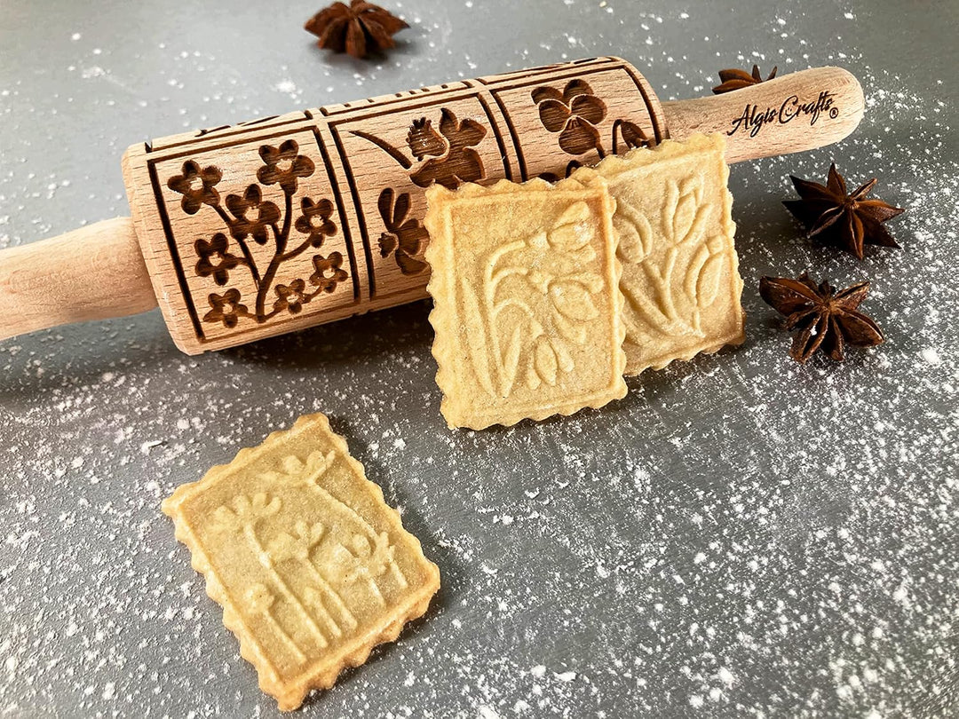 OSTERN 3-er SET Kinder Nudelhölzer Teigrolle für hausgemachtes Gebäck. Nudelholz mit muster. Gravier