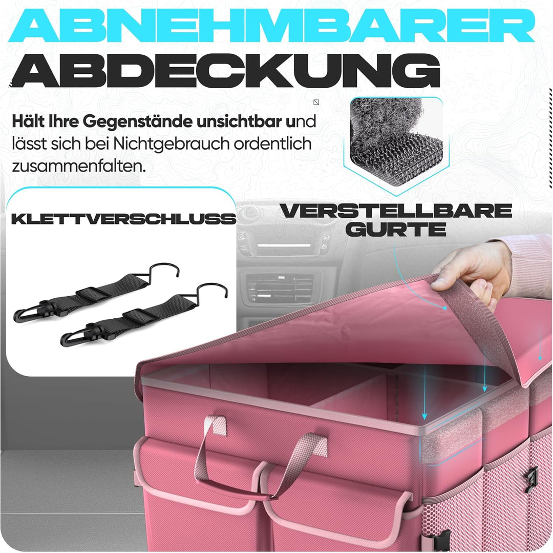 FORTEM Kofferraum-Organizer mit Kühler, zusammenklappbarem Mehrfachfach, faltbarer SUV-Aufbewahrung