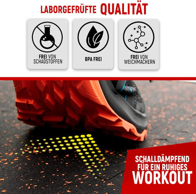 NEOLYMP Bodenschutzmatte Fitness 5 x 8 Stück (40 Matten), extra dicker und robuster Naturkautschuk -