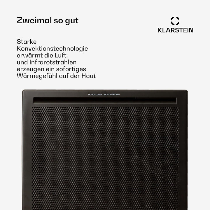 Klarstein Hot Spot Slimcurve Double 2-in-1 Heizgerät - Konvektions- und Infrarotheizung, Überhitzung