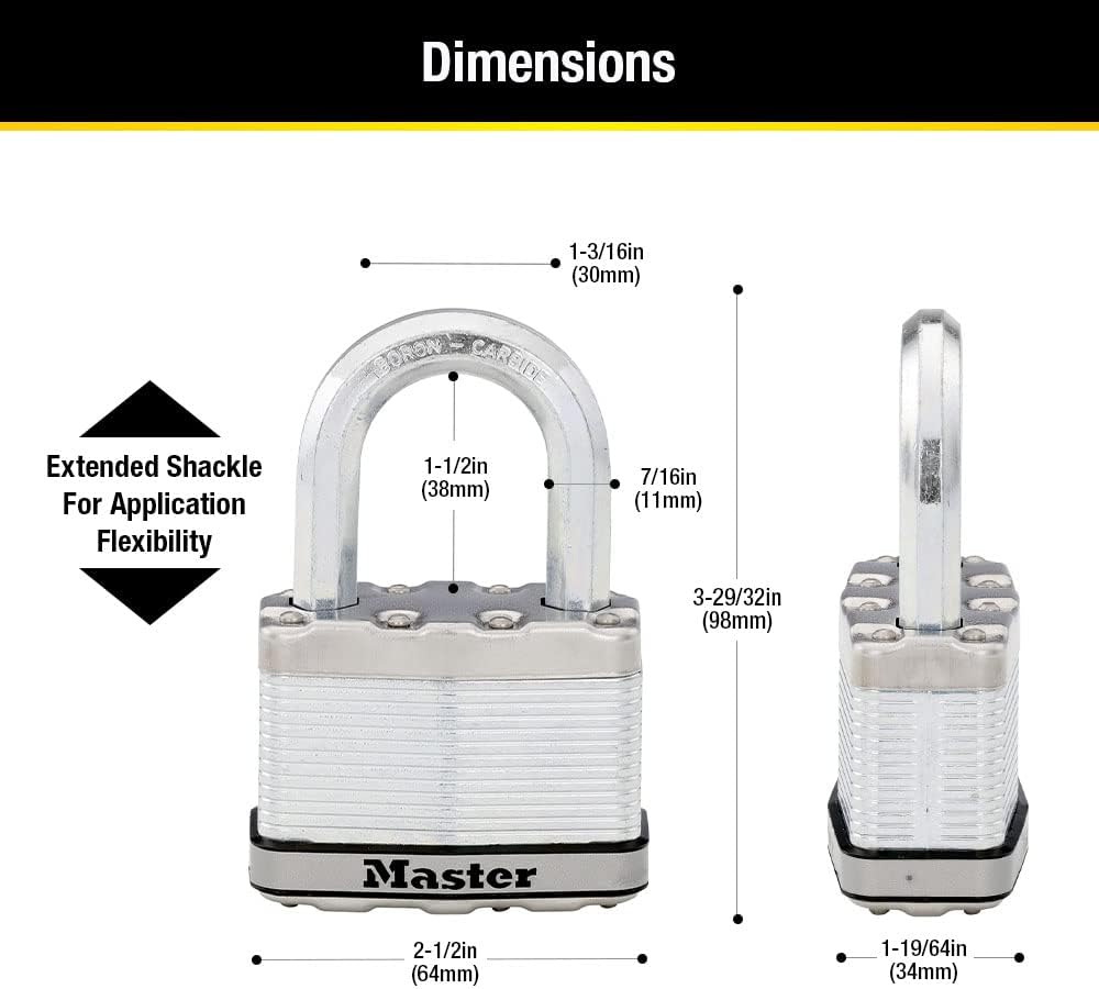 Master Lock M15XTLF Magnum robustes Outdoor-Vorhängeschloss mit Schlüssel, 2 Stück gleichschliessend