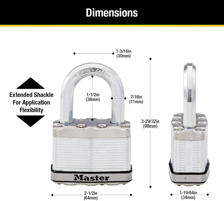 Master Lock M15XTLF Magnum robustes Outdoor-Vorhängeschloss mit Schlüssel, 2 Stück gleichschliessend
