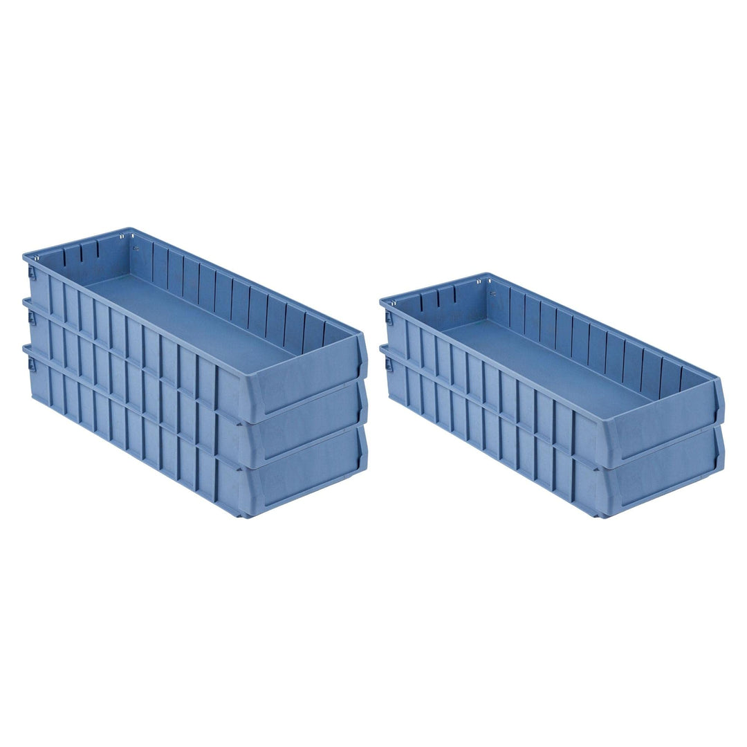 SparSet 5x Regalkasten 600 BN mit Etikett & Schutzhaube | HxBxT 9x23,4x60cm | 9,4 Liter | Sichtlager