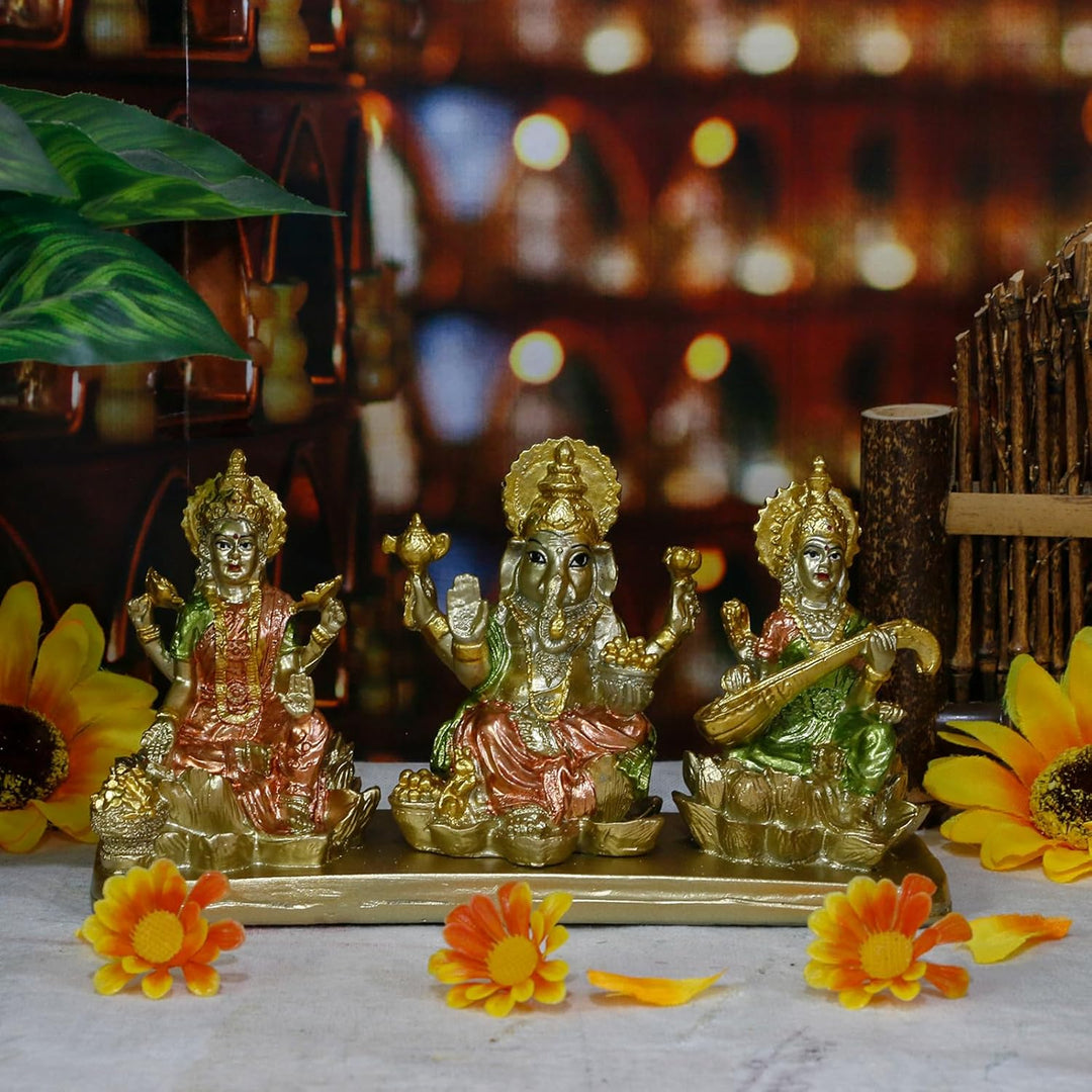 Hinduismus Lakshmi Ganesha Saraswati Statue – Hinduistische Laxmi Lord Ganesh Idol Figur Home Temple
