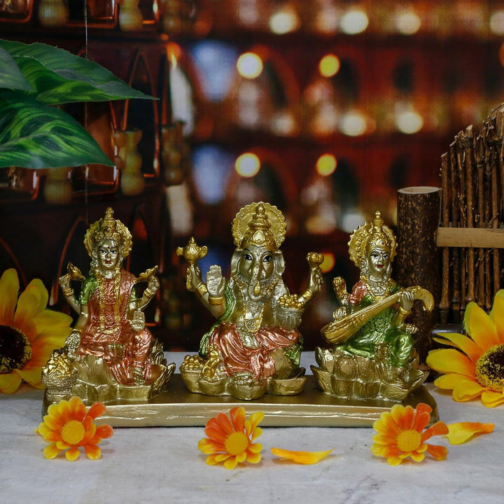 Hinduismus Lakshmi Ganesha Saraswati Statue – Hinduistische Laxmi Lord Ganesh Idol Figur Home Temple