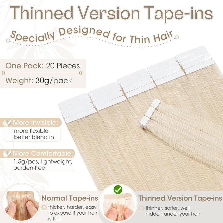 Elailite Tape Extensions Haarverlängerung - 20Stück Tape in Extensions Echthaar - Remy Real Human Ha