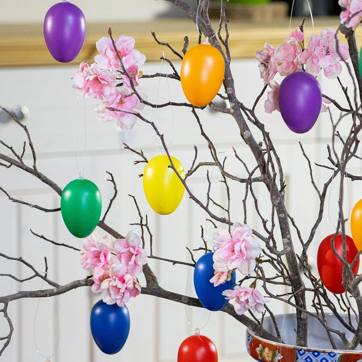com-four® 60x Ostereier zum Aufhängen - Osterdeko in schönen leuchtenden Farben - Hänge-Deko für den