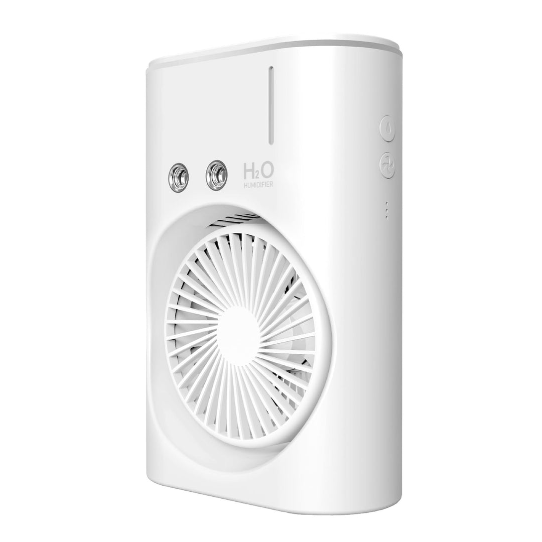 Tischventilator mit Sprühnebel, USB Aufladbarer Mini Ventilator mit 280ml Wassertank, 3 Windstufen,
