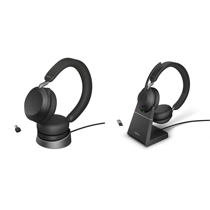 Jabra Evolve2 75 Wireless PC Headset with Charging Dock and 8-Mic Technology & Evolve2 65 Wireless P