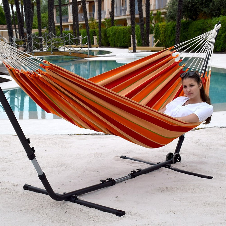 Universal anthrazit Hängematten-Metallgestell bis 370 cm mit Lola Hängematte XL Jamaica Dolce Vita