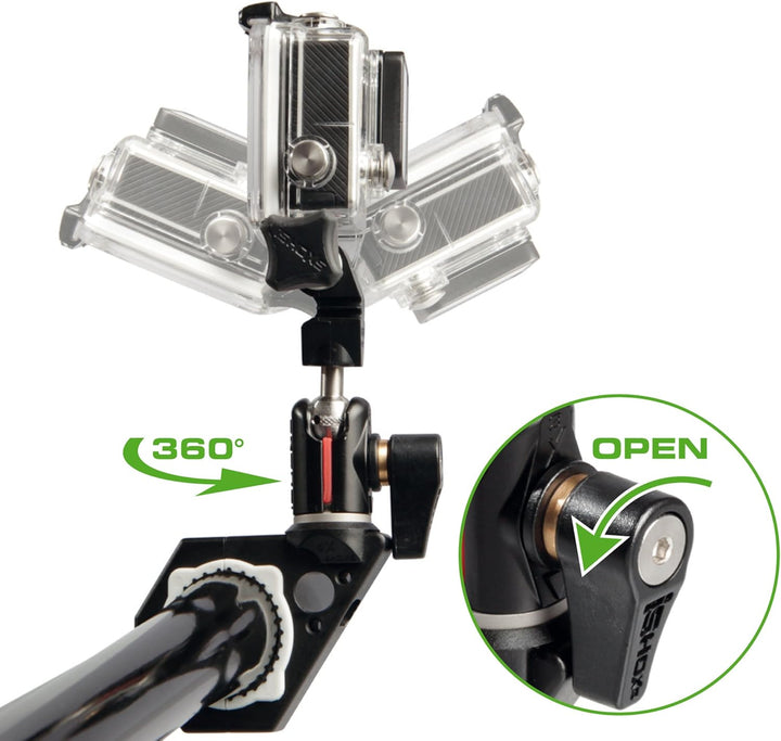 iSHOXS BullBar Pro-X 23 | Action Cam Motorrad-Lenkerhalterung | Professioneler Aluminium Halter pass