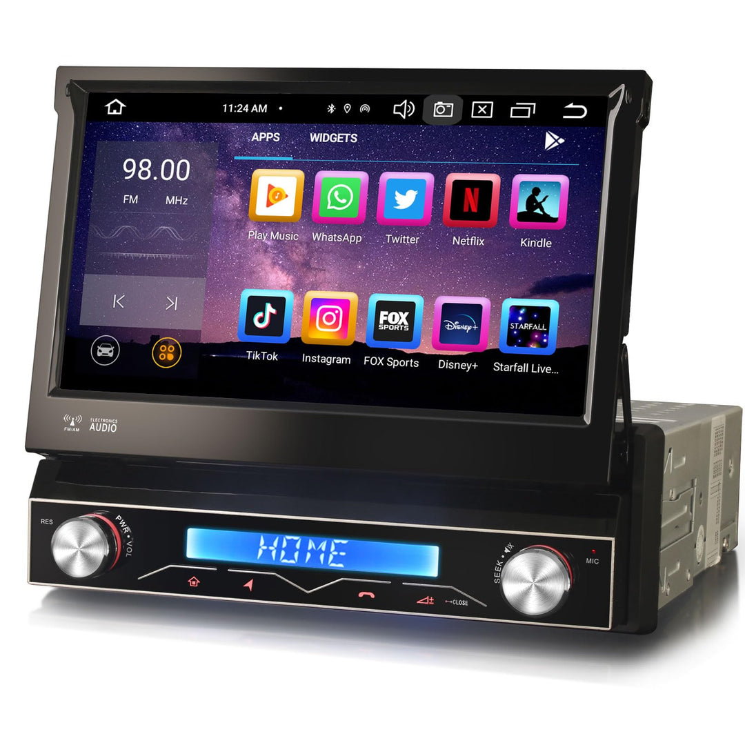 7 Zoll 8-Kern Android 14 Universal Autoradio 1 DIN mit Motorisierter Bildschirm Bluetooth 5.0 Kabell