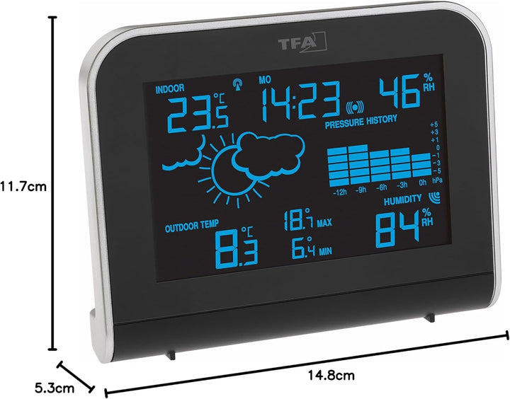 TFA Dostmann SPHERE, 35.1148.01.IT Funk-Wetterstation mit 'Color Sharp' Farbwechsel-Display mit Auss