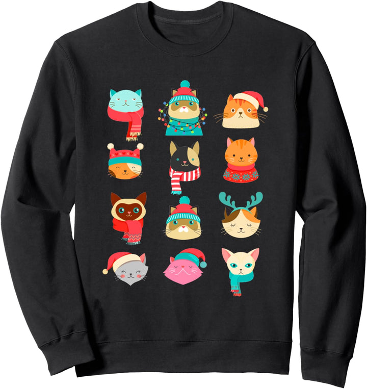 FESTIVE CATS XMAS - Cats wear santa hat elf hat reindeer Sweatshirt