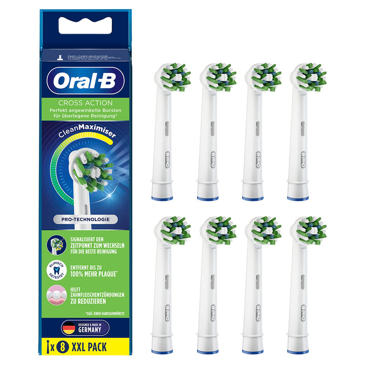Oral-B Aufsteckbürsten CrossAction CleanMaximizer 8er Grüne 8 stück (1er Pack) Alt, Grüne 8 stück (1