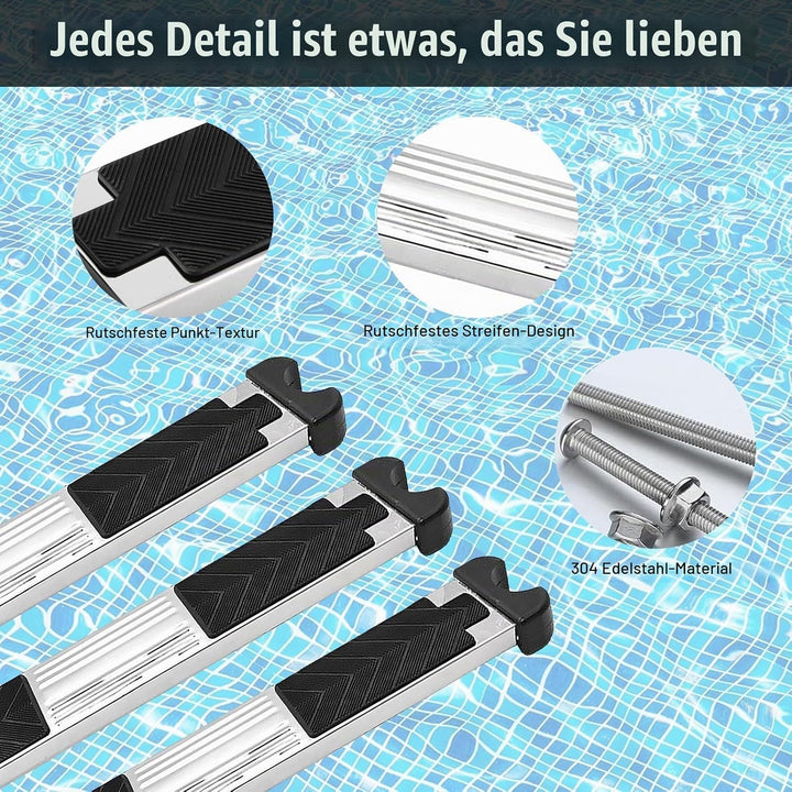304 Edelstahl Poolleiter Ersatzstufe mit Rutschfestem Gummipolster Schwimmbadleitern Pedale mit Schr
