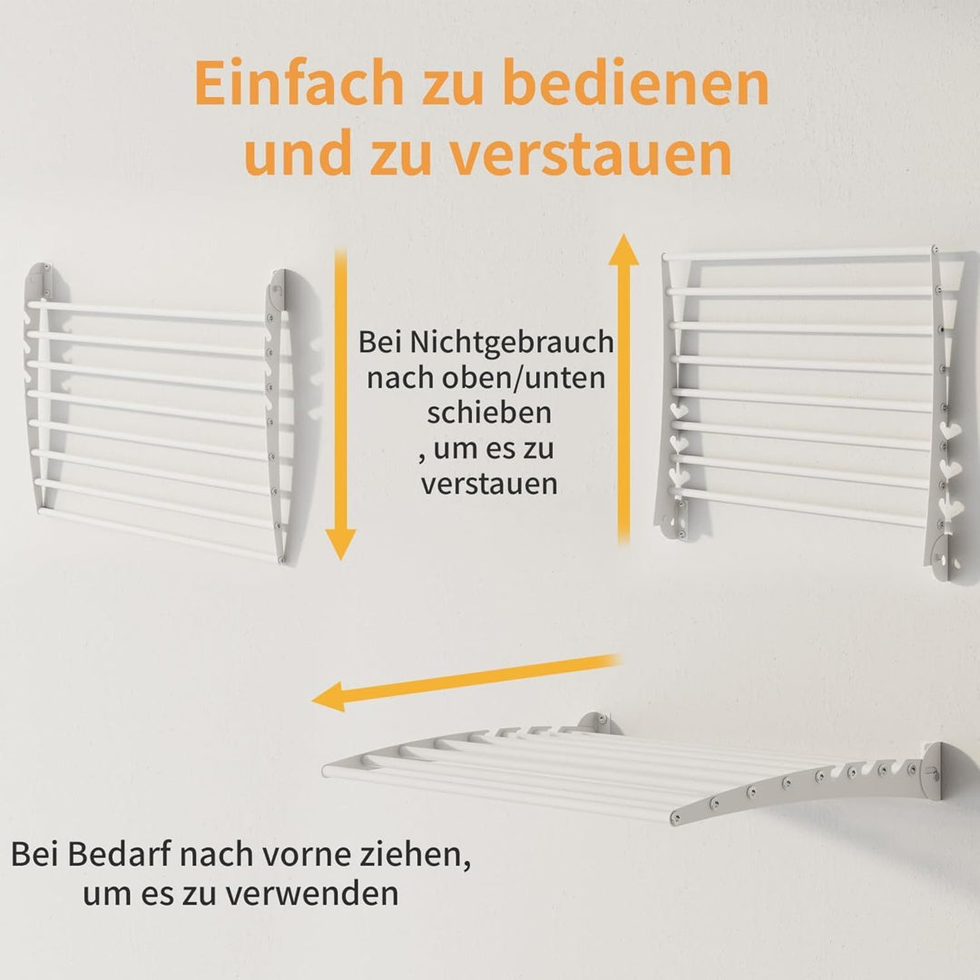 Innotic Wäscheständer Wandmontage Klappbar, Platzsparend, 60cm | Rostfrei, Wasserdicht, Wandwäschetr