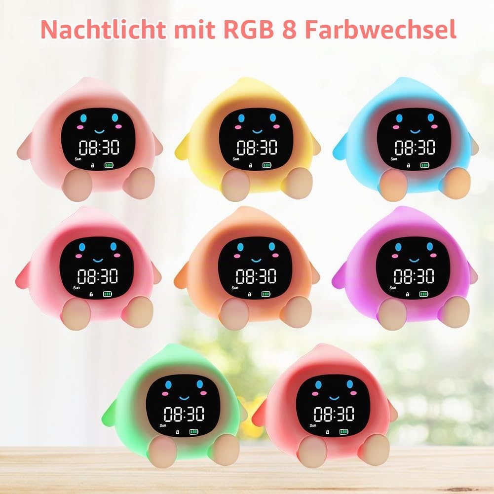 HOTUT Kinder Lichtwecker,Schlaftrainer Kinder mit Nachtlichtern,6 White Noise Kinderwecker,Digitaler