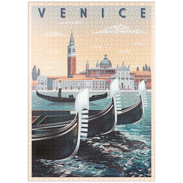 Venedig, Italien, Art Deco Style Vintage Poster, Illustration - Premium 1000 Teile Puzzle - MyPuzzle