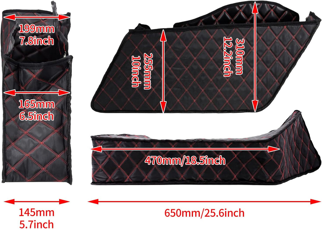 HDBUBALUS Ungedehnte Saddlebag Liner Einsätze Red Thread kompatibel mit Harley 2014-2021 1 Paar Rote