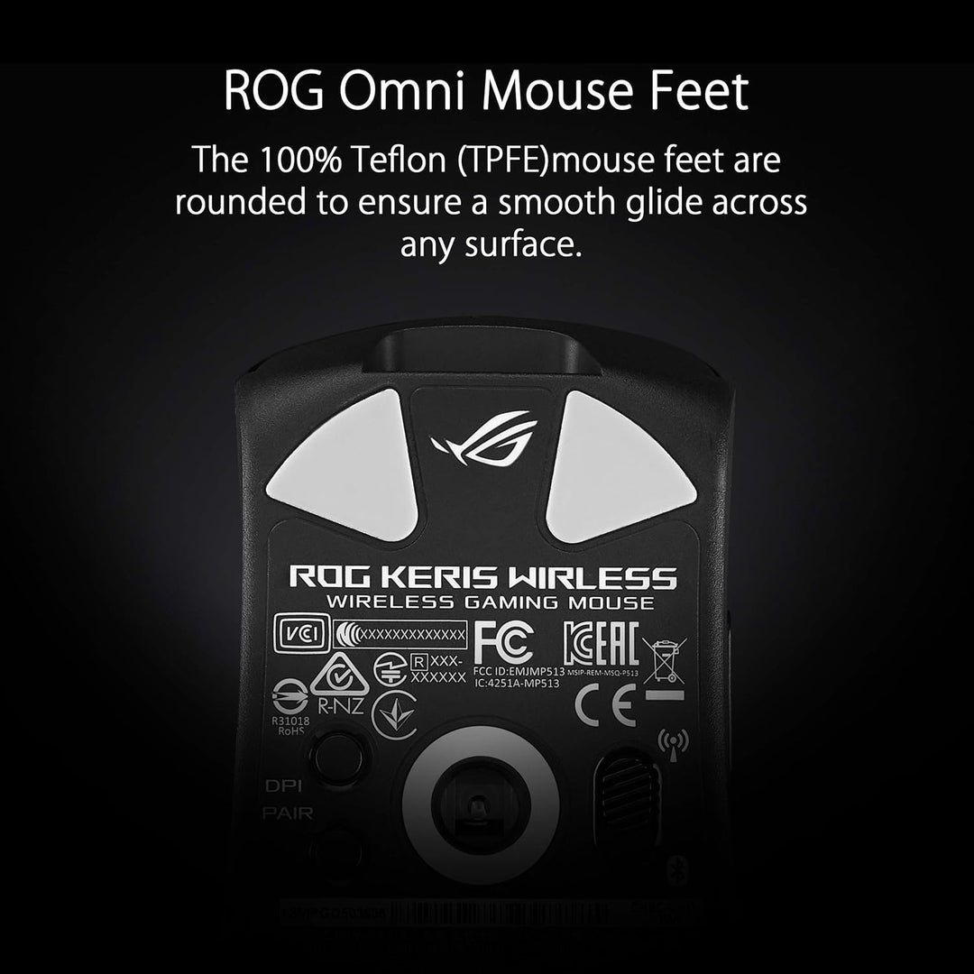 ASUS ROG Keris Wireless Gaming Maus (kabellos oder kabelgebunden nutzbar, 16.000 dpi, 400 ips, 1000H