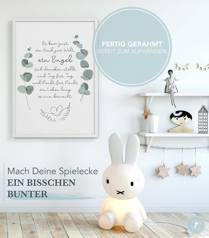 Papierschmiede® Kinderposter in A4 gerahmt im weissen Holzrahmen, Wanddeko für Kinderzimmer, Babyzim