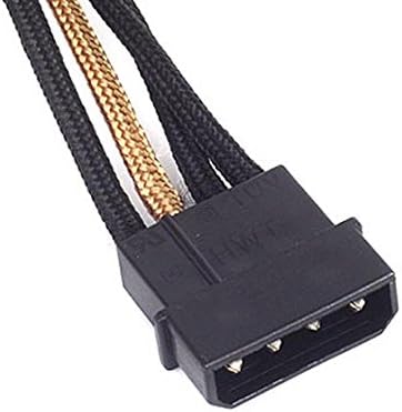 SilverStone SST-PP07-BTSBG - Netzteilverlängerungskabel 30cm Molex auf 4x SATA, schwarz/gold, SST-PP