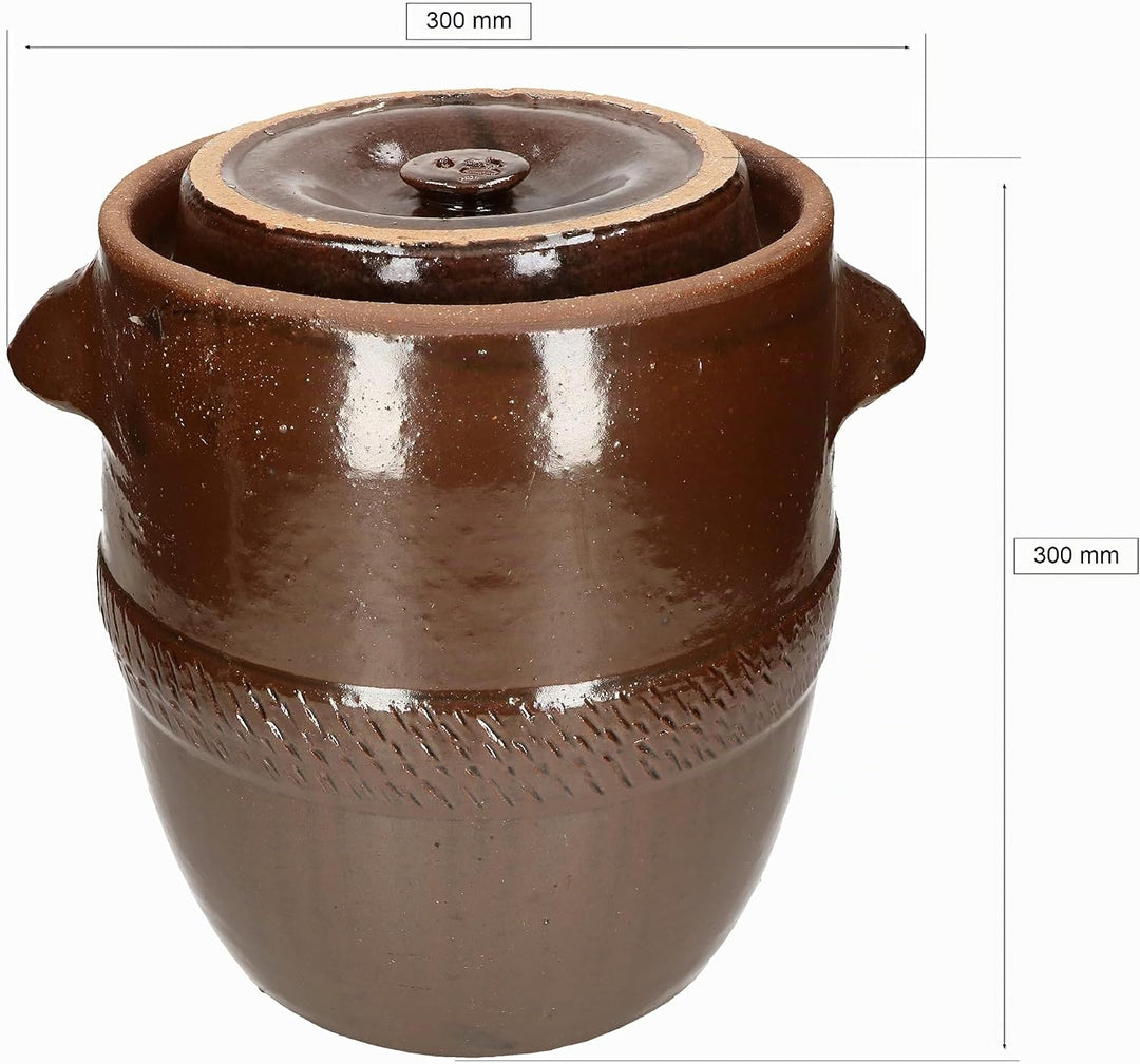 KOTARBAU® Keramik Gärtopf 10L Gurkentopf mit Deckel Steinzeug Sauerkrauttopf Keramiktopf Steinguttop