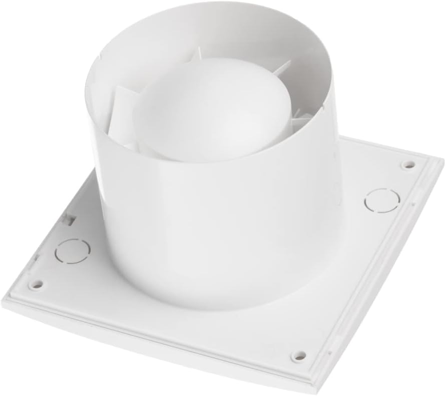 EUROPLAST Ø 100mm Bad-Lüfter mit Feuchtesensor und Timer Leise Ventilator - Kunststoff - Weiss 100mm