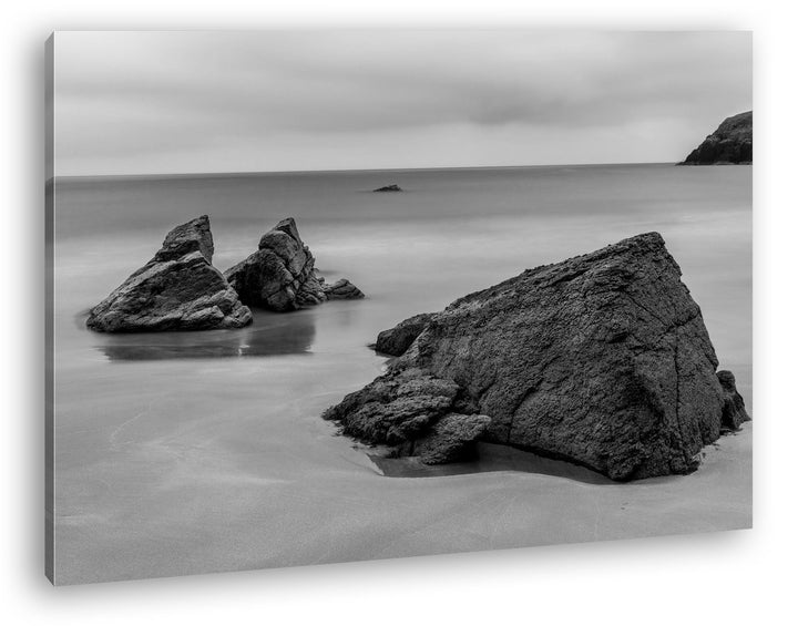 deyoli Sandstrand in Schottland Effekt: Schwarz/Weiss Format: 80x60 als Leinwand, Motiv fertig gerah