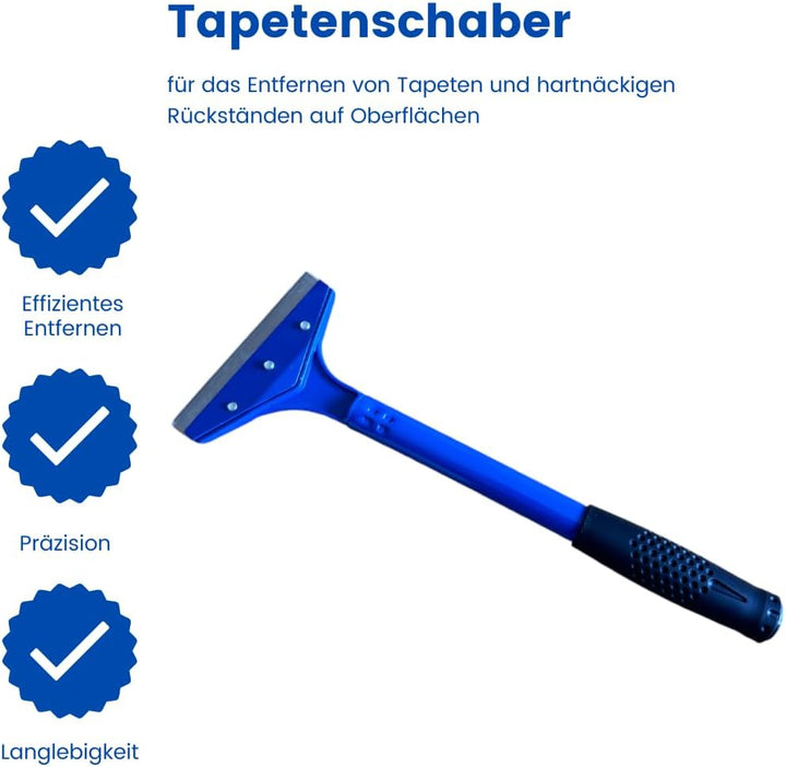 Tapeten Entferner Set - Tapetenperforierer mit ausziehbarem Teleskopstiel - Tapetenschaber und Spach
