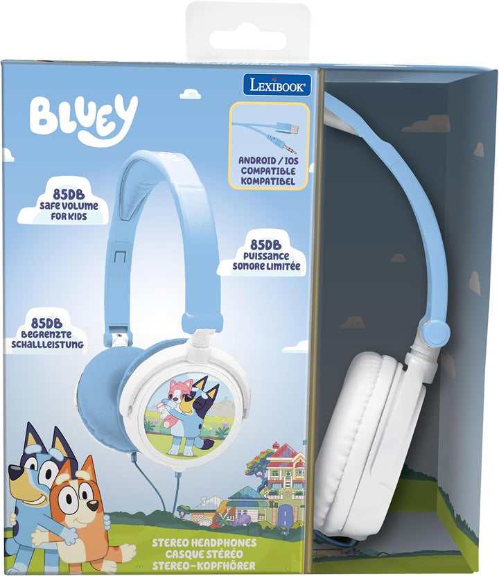 Lexibook, kabelgebundener Faltbarer Stereo-Kopfhörer mit Lautstärkebegrenzung Bluey, Blau, HP010BY,