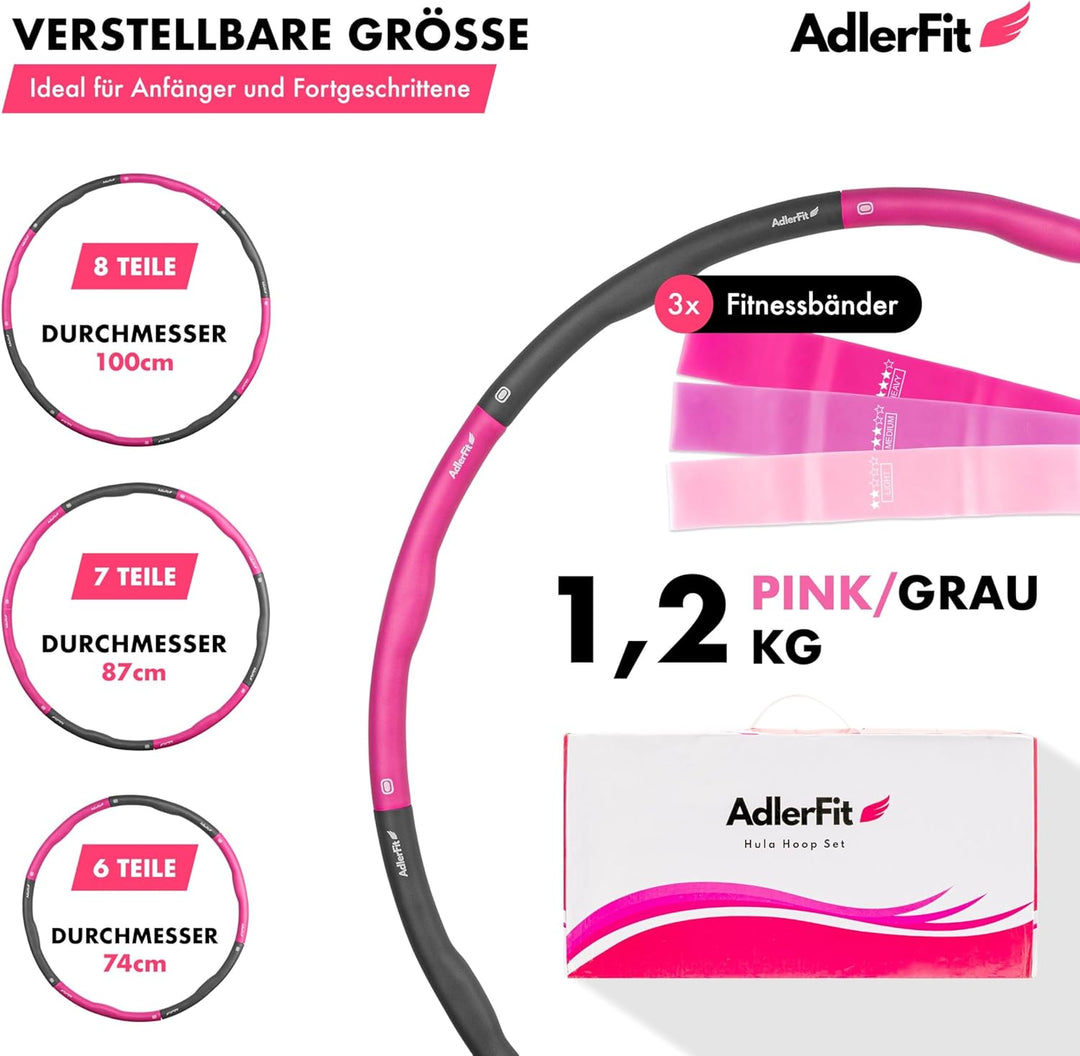 Hula Hoop Reifen Erwachsene und Kinder zum Abnehmen 1,2kg - bis 100cm Durchmesser - Hullahub für Anf