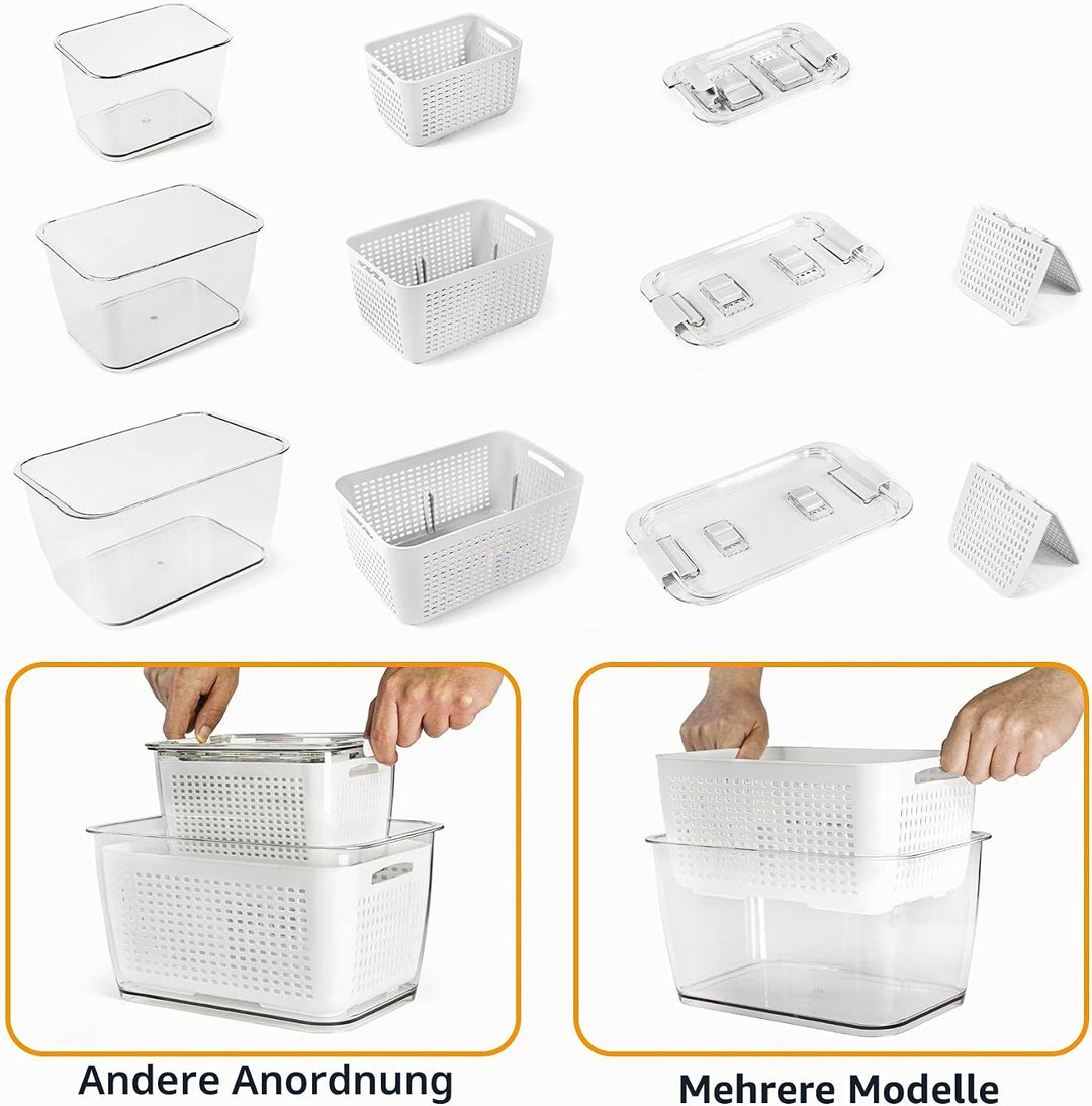 Spesh Frischhaltedosen Set Kühlschrank Organizer Wiederverwendbar Vorratsdosen 3er-Set (0,5L+1,7L+4,